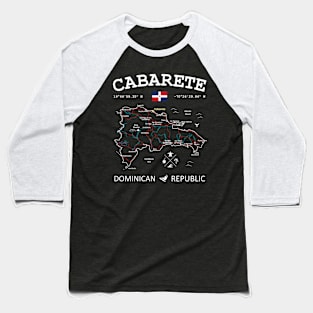 Dominican Republic Travel Map Flag Cabarete Roads Rivers and Oceans Baseball T-Shirt